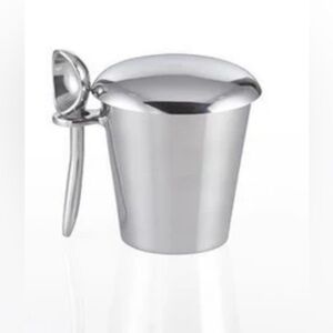 NEW Artisan HandMade Lunares Nima Oberoi Silver Metal Ice Cream Bucket & Scoop